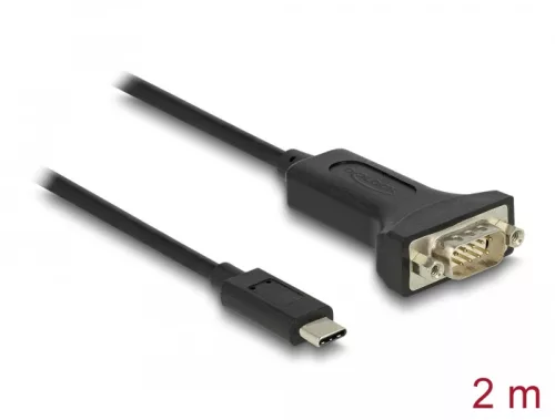 Delock Adapter USB Type-C - 1 x soros RS-232 D-Sub 9 tűs apa anyacsavarokkal 2 m (DL-64196)