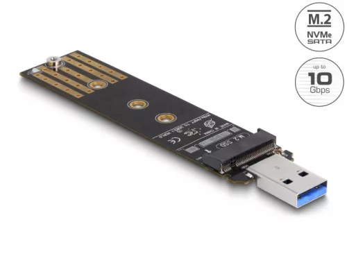 Delock Combo Converter M.2 NVMe PCIe vagy SATA SSD USB 3.2 Gen 2-vel (DL-64197)