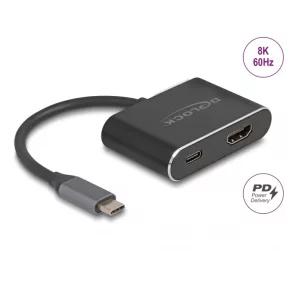   Delock USB Type-C adapter HDMI-re (DP Alt mód) 8K HDR-rel és Power Delivery 100 W-os tápellátással (DL-64199)