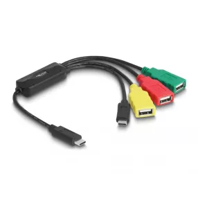   Delock 4 Port USB 2.0 kábel hub USB Type-C  - 3 x USB-A-csatlakozóhüvely + 1 x USB-C  dugó (DL-64203)