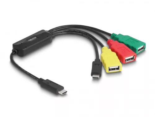 Delock 4 Port USB 2.0 kábel hub USB Type-C  - 3 x USB-A-csatlakozóhüvely + 1 x USB-C  dugó (DL-64203)