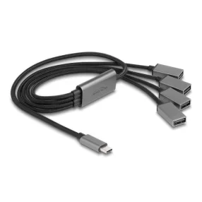   Delock 4 portos USB 2.0 kábel hub USB Type-C  csatlakozóval 60 cm (DL-64210)