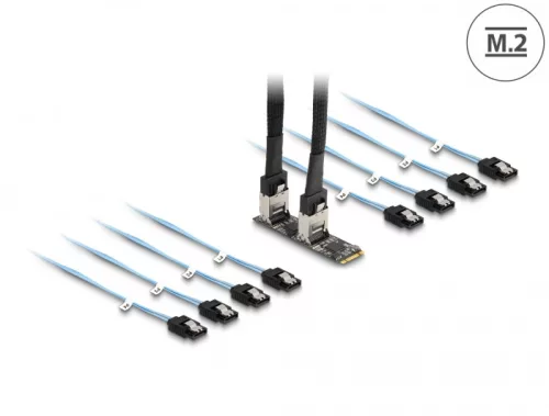 Delock Converter M.2 2280 kulcs B+M dugó 8 x SATA-hoz (DL-64211)