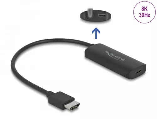Delock adapter HDMI-A csatlakozó USB Type-C csatlakozóaljzathoz (DP Alt mód) 8K (DL-64212)