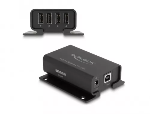 Delock 4 portos USB 2.0 izolátor hub 5 kV izolációval adatvonalakhoz (DL-64226)