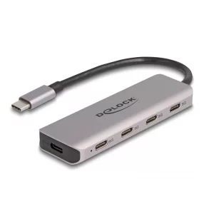   Delock USB 5 Gbps Tetején 4 USB porttal rendelkező USB Type-C  hub USB Type-C  csatlakoztatóval (DL-64238)