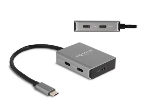 Delock USB 10 Gbps Tetején 4 USB porttal rendelkező USB Type-C  hub USB Type-C  csatlakoztatóval (DL-64249)