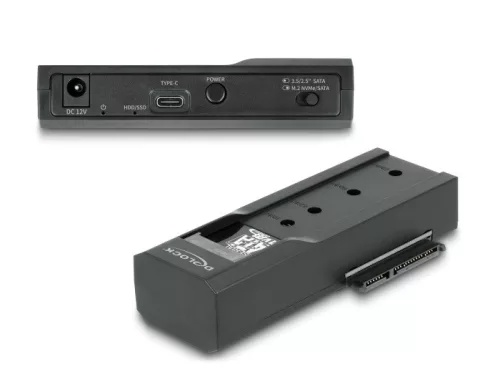 Delock USB Type-C  átalakító 1 db. M.2 SSD vagy 1 db. SATA SSD / HDD (DL-64253)
