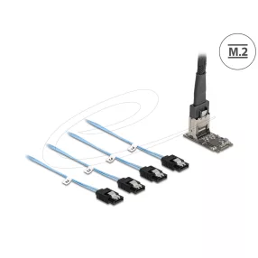   Delock Vezérlő M.2 2242 kulcs B+M apa - 4 x SATA 1 m hosszú kábellel (DL-64260)