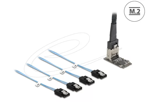 Delock Vezérlő M.2 2242 kulcs B+M apa - 4 x SATA 1 m hosszú kábellel (DL-64260)