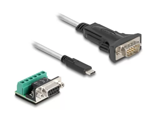 Delock USB Type-C -típusú adapter   1 x soros RS-422/485 apa 6 tűs terminal blockkal 5 V 0,5 m (DL-64266)