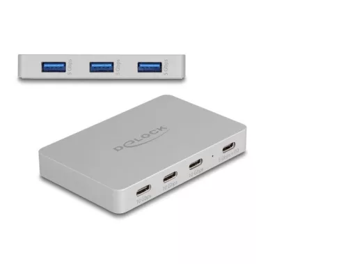 Delock 7 portos USB hub 4 x USB Type-C  anyával és 3 x A-típusú USB anyával PD 82 W-tal (DL-64279)