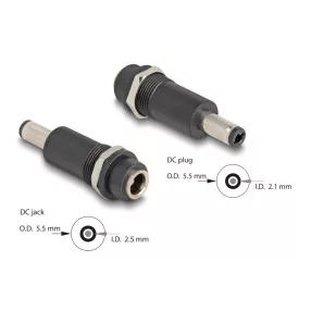   Delock Adapter, DC 5,5 x 2,5 mm-csatlakozóhüvely, DC 5,5 x 2,1 mm méretű apa (DL-64281)