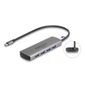   Delock USB 10 Gbps Hub 4 portos A-típusú USB Type-C  csatlakozóval és további tápporttal (DL-64293)