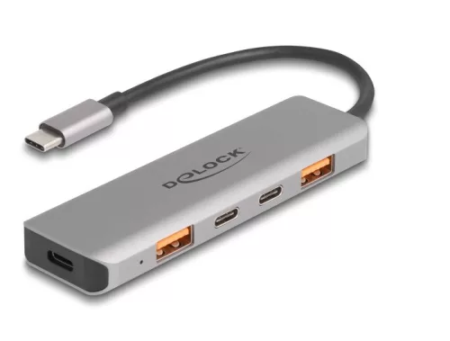 Delock USB 10 Gbps Hub 2 A-típusú USB port és 2 USB Type-C  port USB Type-C  csatlakozóval és PD 95 Watt (DL-64302)