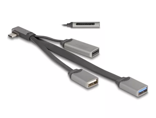 Delock 2 portos USB hub beépített SD és Micro SD kártyaolvasóval, valamint USB Type-C  csatlakoztatóval (DL-64303)