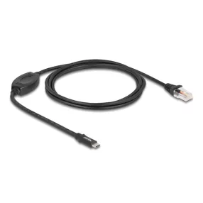   Delock Adapter USB 2.0 Type-C  csatlakozó - 1 x soros RS-232 RJ45 csatlakozó 1,8 m fekete (DL-64305)