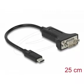   Delock USB Type-C  adapter 1 x soros RS-232 D-Sub 9 tűs dugóhoz 25 cm-es anyákkal (DL-64307)