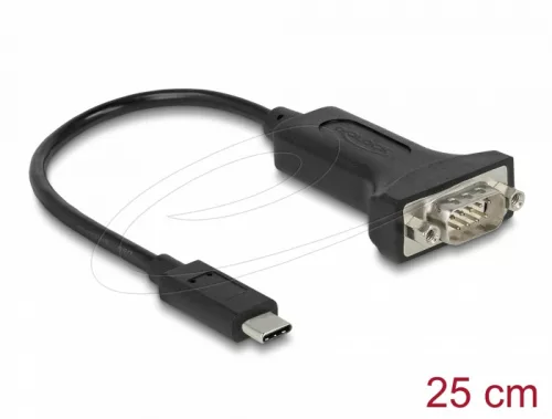Delock USB Type-C  adapter 1 x soros RS-232 D-Sub 9 tűs dugóhoz 25 cm-es anyákkal (DL-64307)