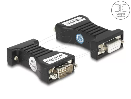 Delock Leválasztó 1 x soros RS-232 D-Sub 9 anya - 1 x soros RS-232 D-Sub 9 apa, TXD, RXD, DTR, DSR, GND 3 kV (DL-64315)