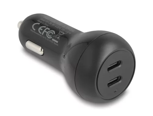 Delock autós töltő 2 x USB Type-C  PD 3.0 40 W teljesítménnyel (DL-64330)