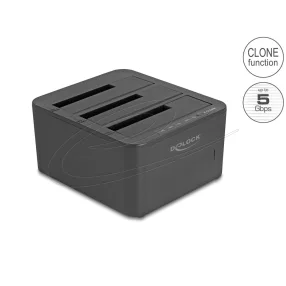   Delock USB dokkoló állomás 3 x SATA HDD / SSD-hez 1:2 klón funkcióval (DL-64332)