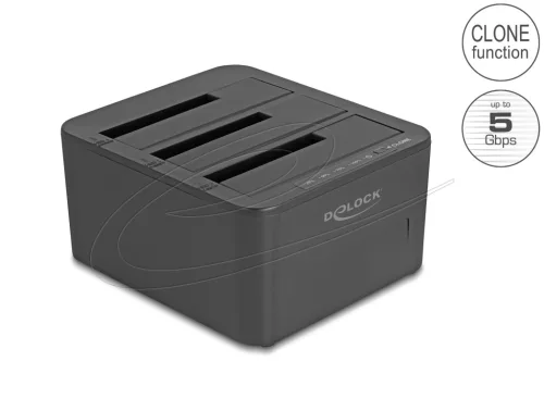 Delock USB dokkoló állomás 3 x SATA HDD / SSD-hez 1:2 klón funkcióval (DL-64332)