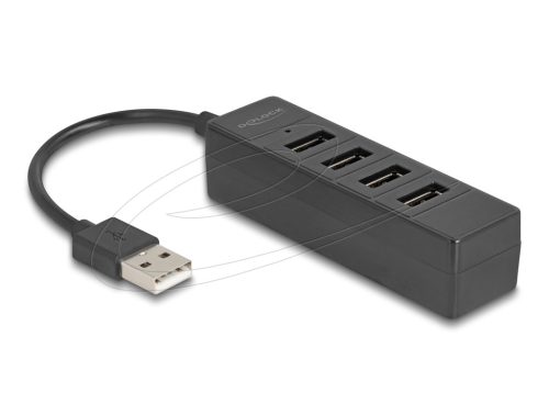 Delock USB Hub 4 portos USB 2.0 4 x USB Type-A csatlakozóval, fekete