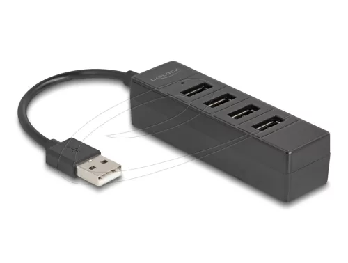 Delock USB Hub 4 portos USB 2.0 4 x USB Type-A csatlakozóval, fekete (DL-64334)