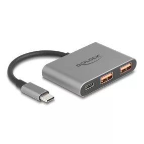   Delock 3 port USB Hub 10 Gbps USB Type-C  csatlakozóval - 1 x USB Type-C  + 2 x A-típusú USB csatlakozó (DL-64337)