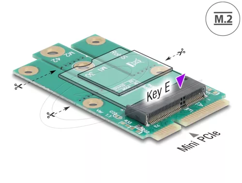 Delock Mini PCIe apa - M.2 kulcs E csatlakoztató adapter (DL-64338)