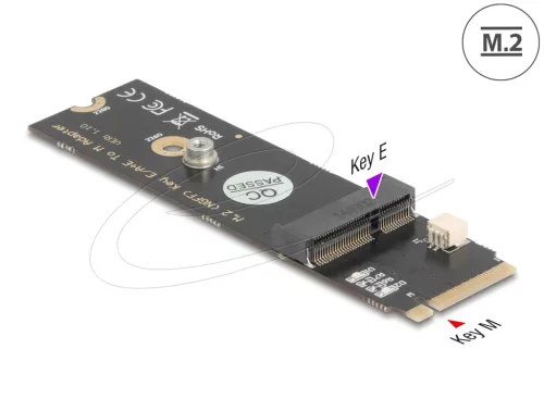 Delock Átalakító M.2 kulcs M apa - M.2 kulcs E csatlakoztató USB és PCIe modulhoz (DL-64344)