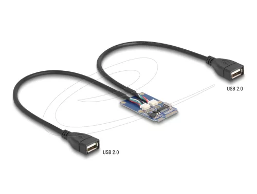 Delock Mini PCIe adapter teljes méret - 2 x USB 2.0 A-típus anya 30 cm (DL-64346)