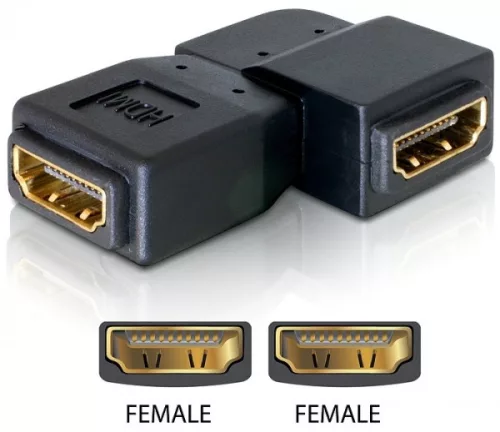 Delock adapter HDMI anya > HDMI anya 90  balra (DL-65078)