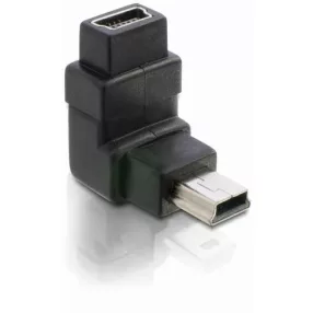   Delock Adapter USB-B mini 5tűs apa/anya 90 , derékszögű, nikkel bevonat (DL-65096)