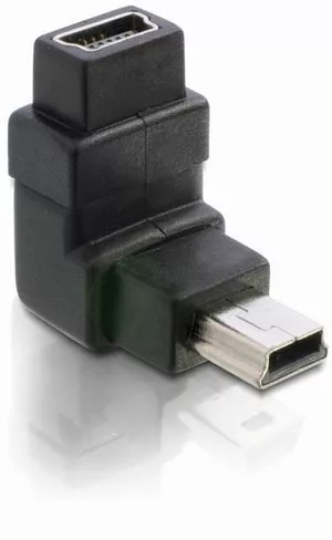 Delock Adapter USB-B mini 5tűs apa/anya 90 , derékszögű, nikkel bevonat (DL-65096)