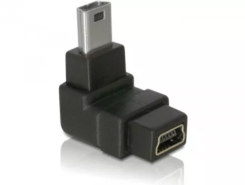 Delock Adapter USB-B mini 5tűs apa/anya 90  derékszögű USB-B mini 5tűs adapter (DL-65097)