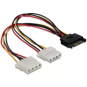   Delock 15 tűs SATA (apa)   2 db 4 tűs Molex (anya), 20 cm-es hálózati kábel (DL-65159)