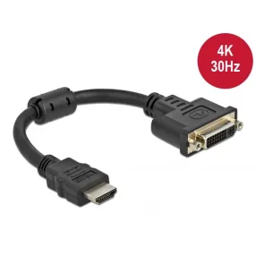   Delock Adapter HDMI csatlakozó - DVI 24+5 aljzat 4K 30 Hz, 20 cm (DL-65206)