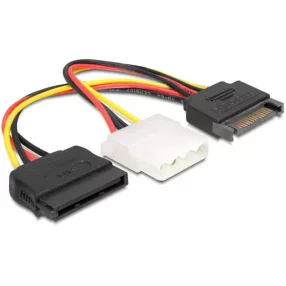   Delock 15 tűs SATA (apa)   4 tűs Molex (anya) + 15 tűs SATA (anya), hálózati kábel (DL-65235)