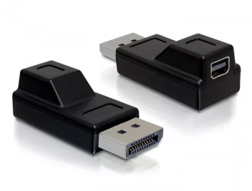 Delock Adapter Displayport male > Displayport mini female, nikkel bevonat, fekete (DL-65237)