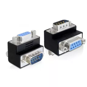   Delock adapter Sub-D 9 tűs apa > 9 tűs anya 90 -ban elforgatott, fekete (DL-65264)