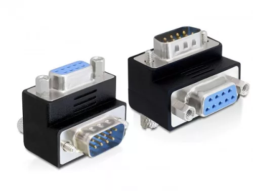 Delock adapter Sub-D 9 tűs apa > 9 tűs anya 90 -ban elforgatott, fekete (DL-65264)