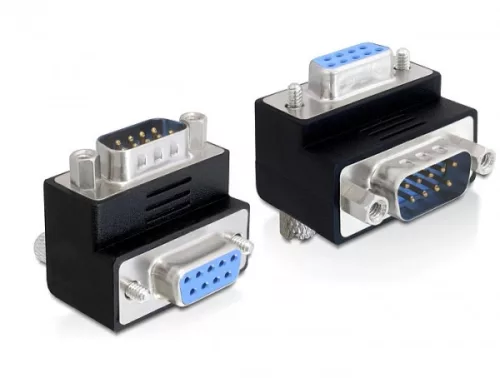 Delock adapter Sub-D 9 pin apa > anya 90 -ban elforgatott, fekete (DL-65266)