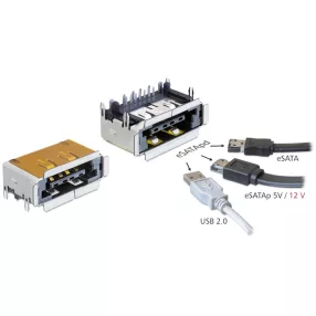   Delock csatlakozó eSATApd anya eSATA + USB 2.0 5 V / 12 V (DL-65297)
