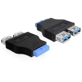   Delock adapter USB 3.0 tűs fejléc anya - 2 x USB 3.0 anya - párhuzamos (DL-65324)