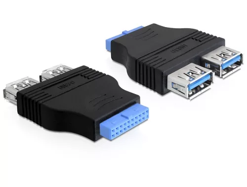 Delock adapter USB 3.0 tűs fejléc anya - 2 x USB 3.0 anya - párhuzamos (DL-65324)