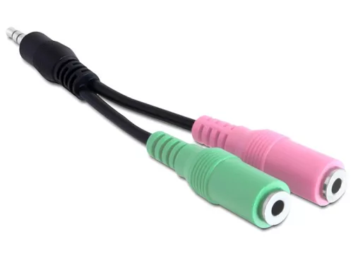 Delock sztereó jack apa 3.5 mm > 2 x Stereo jack anya adapter, 3.5 mm (DL-65344)
