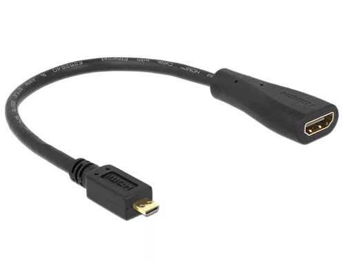 Delock nagy sebességű HDMI kábel Ethernettel - micro D apa > A anya (DL-65391)