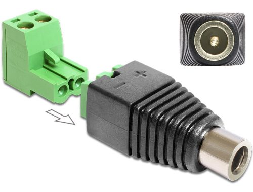Delock Adapter DC 2.1 x 5.5 mm anya> Terminál blokk 2 érintkezővel 2-részes